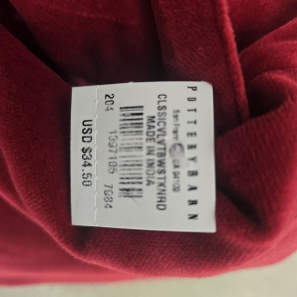 Pottery Barn Classic Velvet Christmas Stocking Red Bow Holiday Mantel Decor 20" - Picture 4 of 4